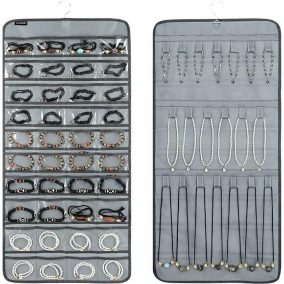 Dual-sided Hanging Jewelry Make Up with 40 Pockets  20 Hook Loops  Organizatio… - Picture 7 of 8